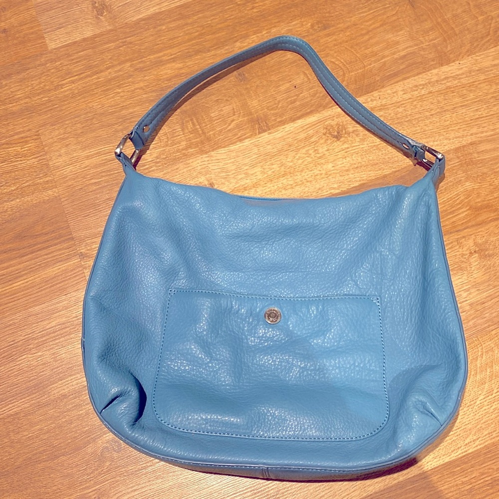 Talbots Blue Cream Leather Shoulder Bag